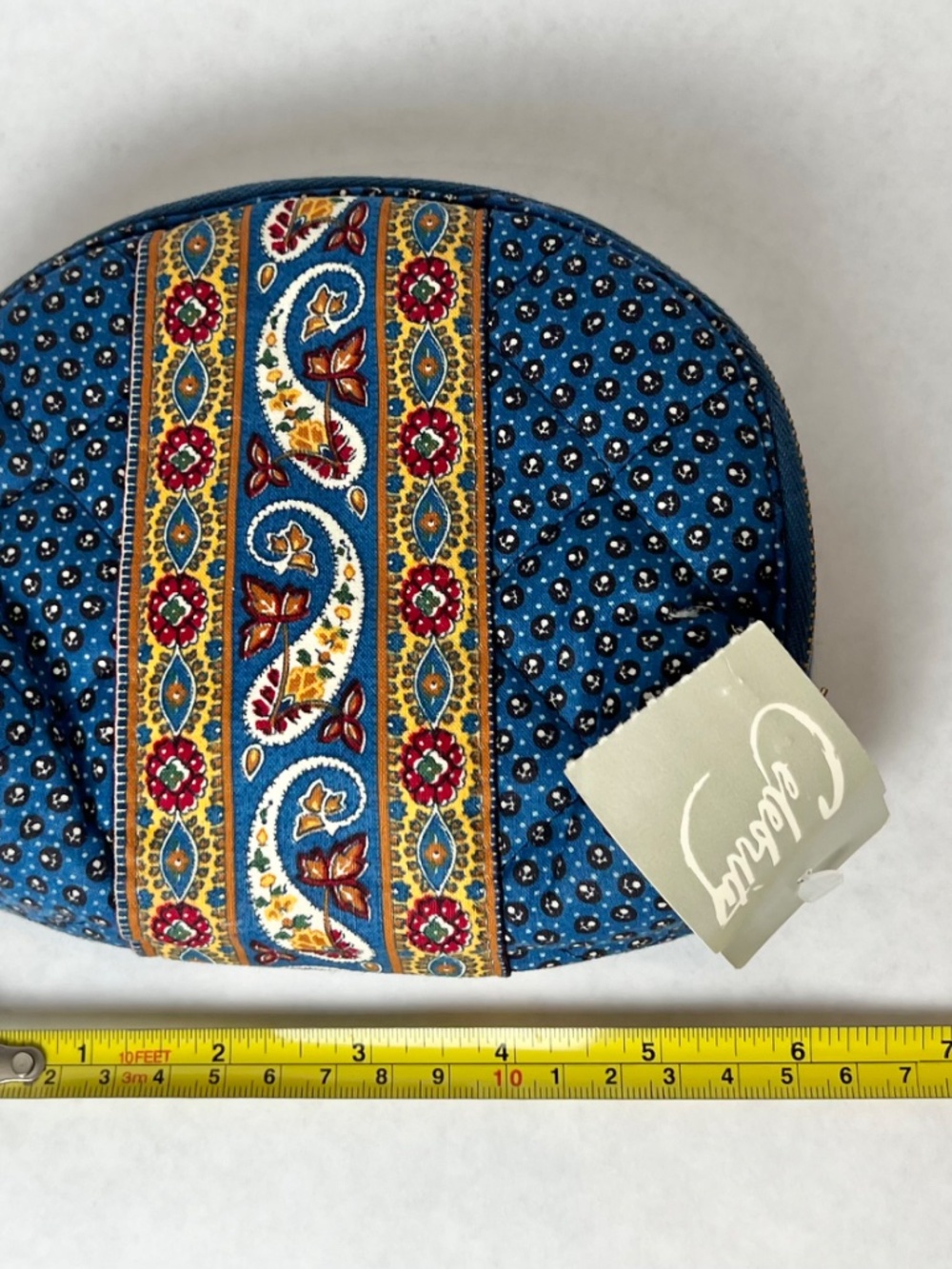 Celebrity 2-Piece Travel Set Blue Paisley Jewelry Roll and Cosmetic Bag NWT - Picture 7 of 9